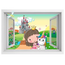 Ventanas 3d vinilos princesa y unicornio